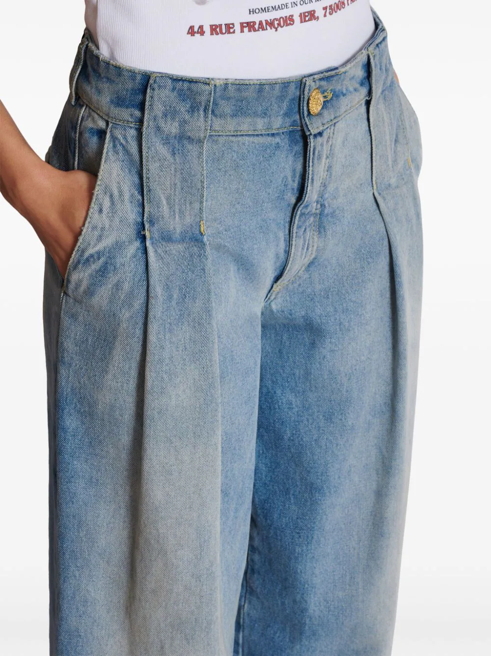 Pleated Loose Denim Pants