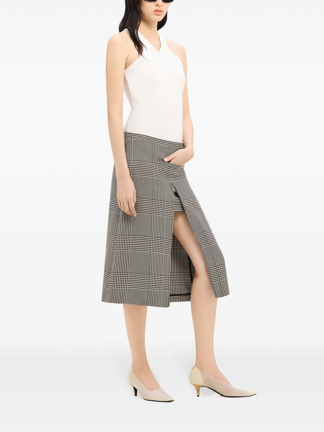 Zipped Prince Of Wales Skirt