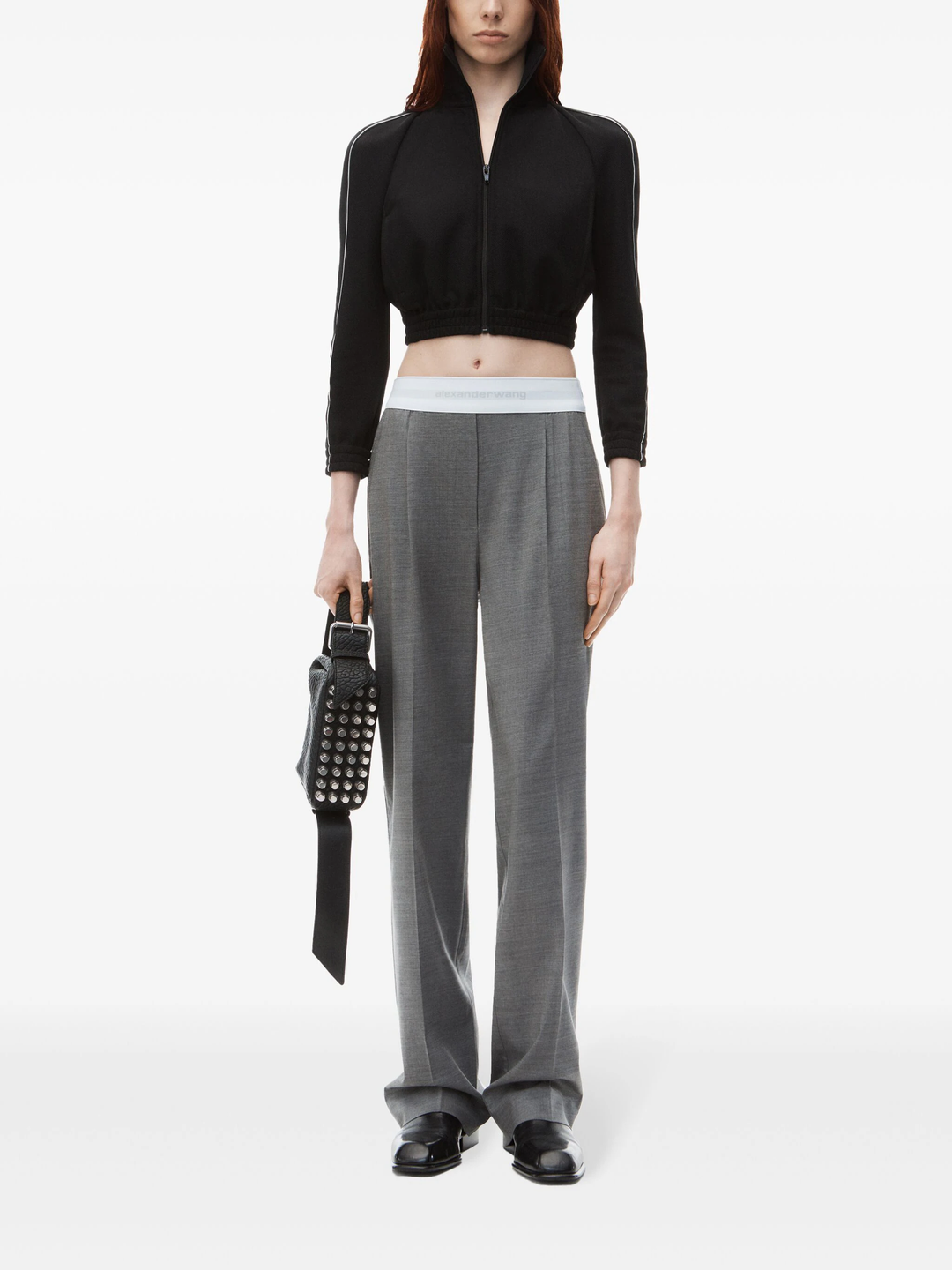 High-Waist Pleated Pant With Logo Elastic