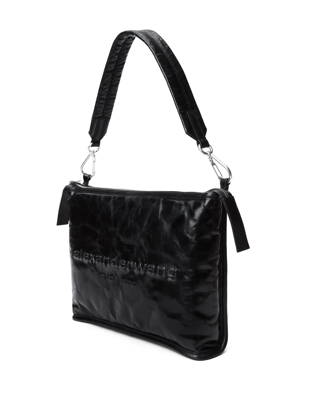 Punch Tech Shoulder Bag In Crackle Patent Leather
