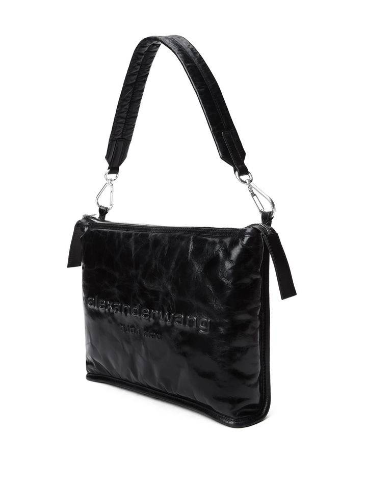Punch Tech Shoulder Bag In Crackle Patent Leather