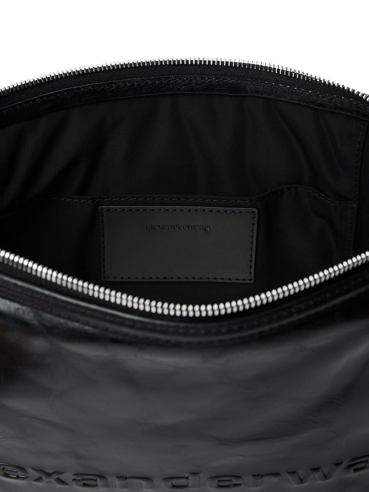 Punch Tech Shoulder Bag In Crackle Patent Leather