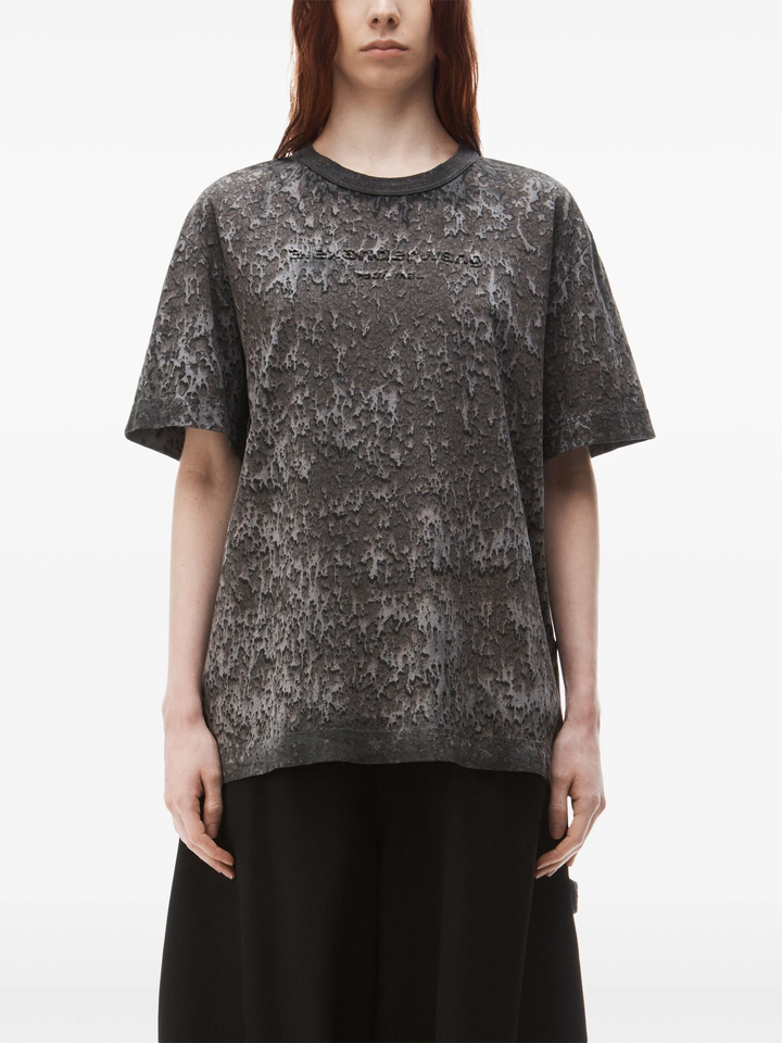 Logo Embossed Splatter Wash Tee In Cotton Hemp Jersey