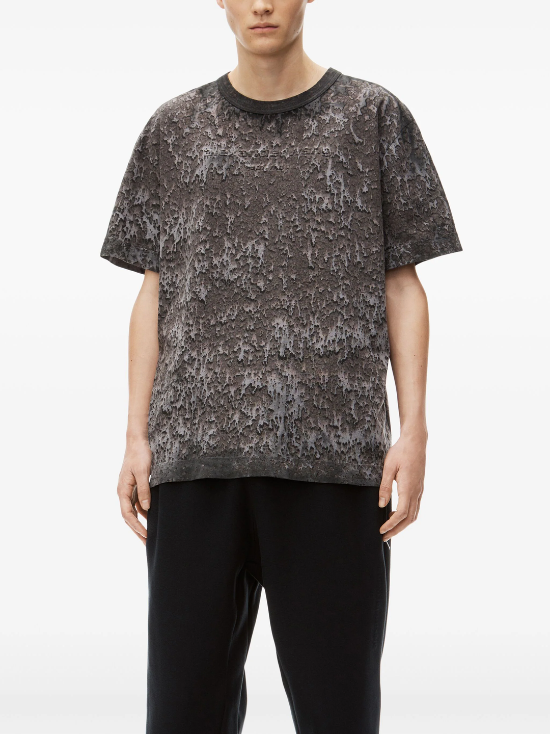 Logo Embossed Splatter Wash Tee In Cotton Hemp Jersey