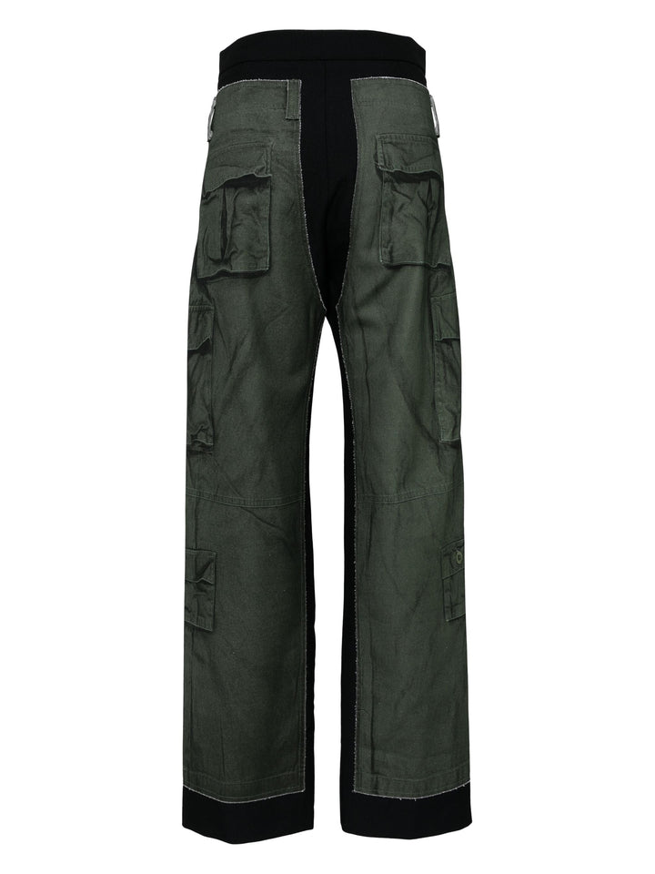 Green Cargo Pants With Printed Wrap