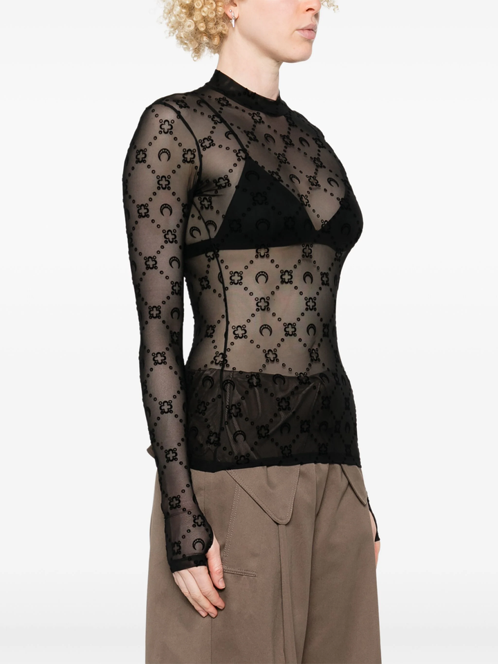 Moonogram Mesh Flock Second Skin Top