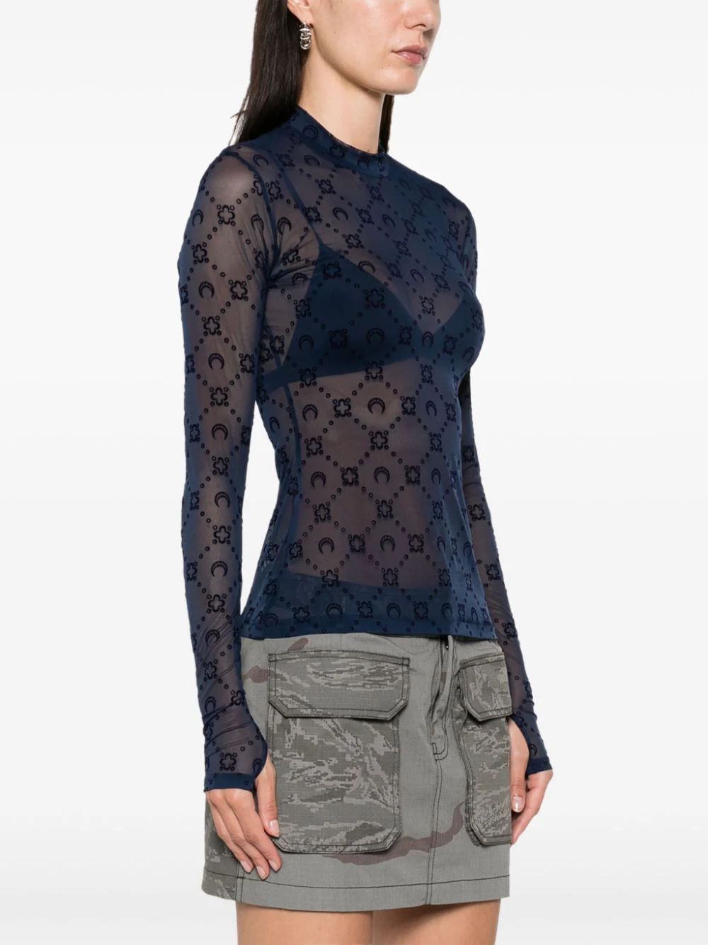 Moonogram Mesh Flock Second Skin Top