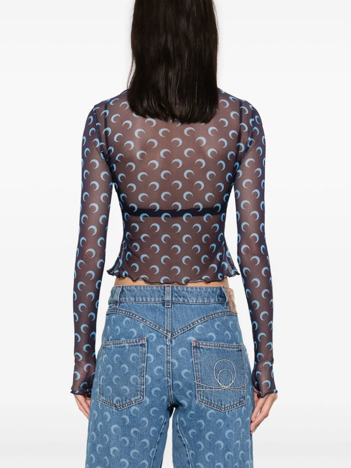 Moon Printed Mesh Second Skin Top