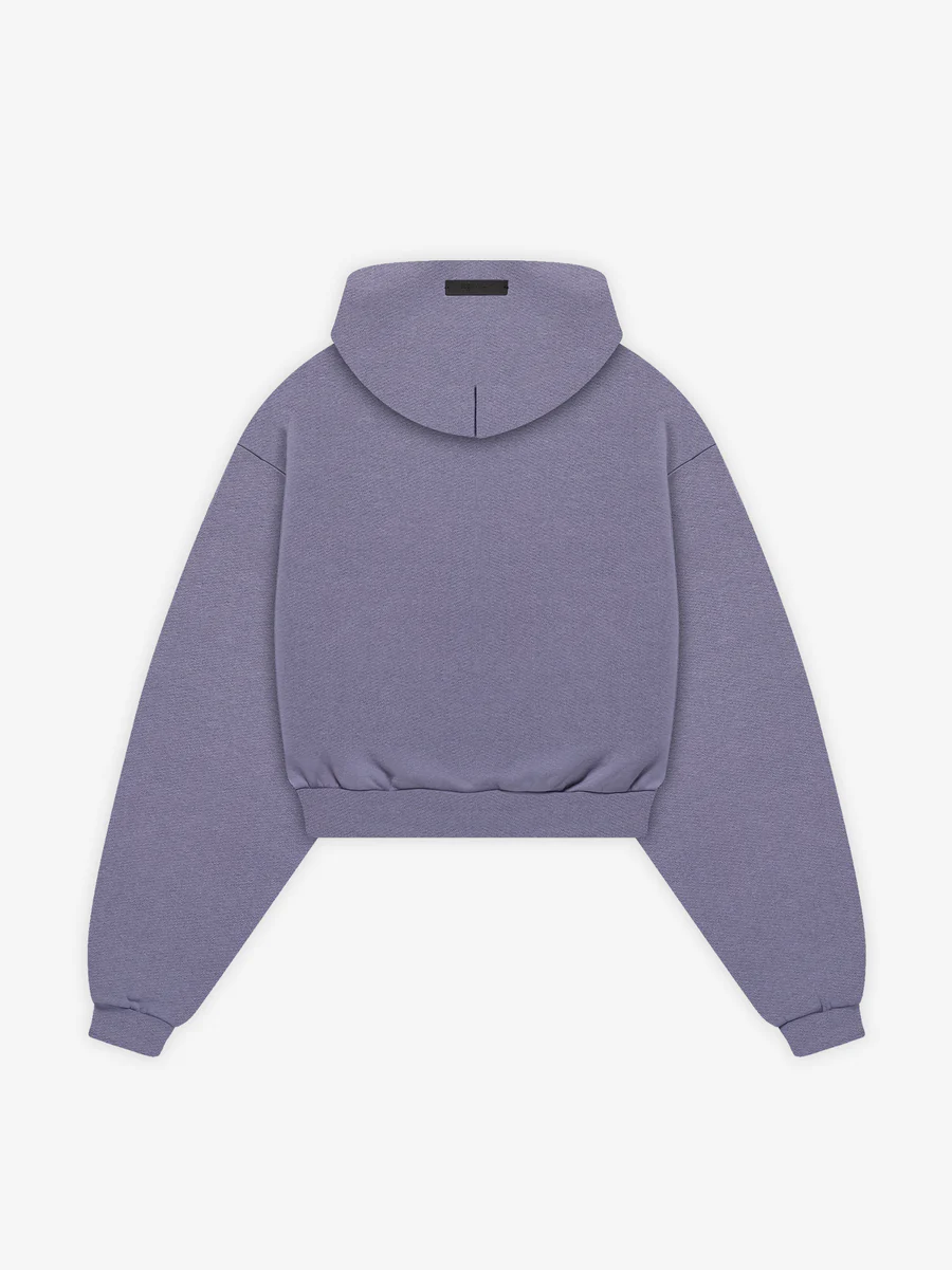 Heavy Fleece Cropped V-Neck Hoodie