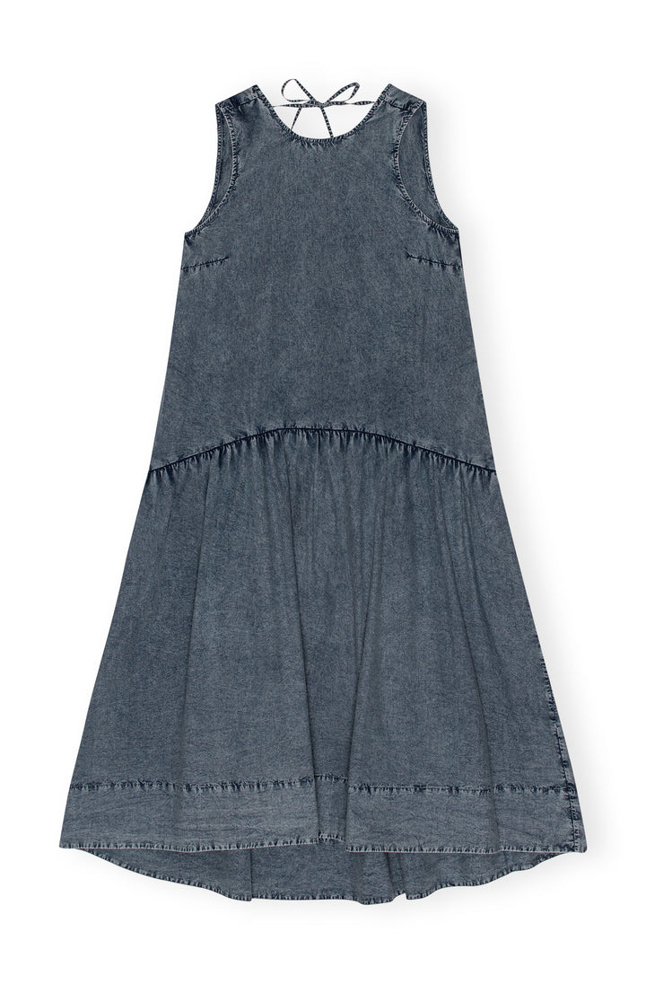 Cotton Poplin Open Back Midi Dress