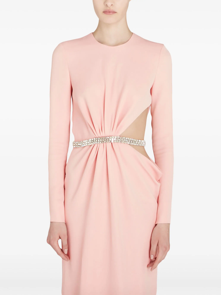 Quartz Rose Openwork Rhinestone Dress