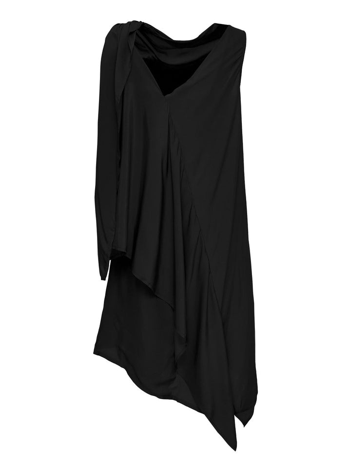 Silky Viscose Tencel Drape-Neck Dress