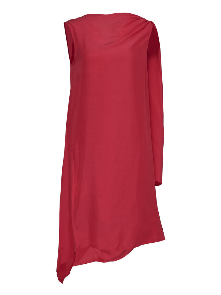 Silky Viscose Tencel Drape-Neck Dress