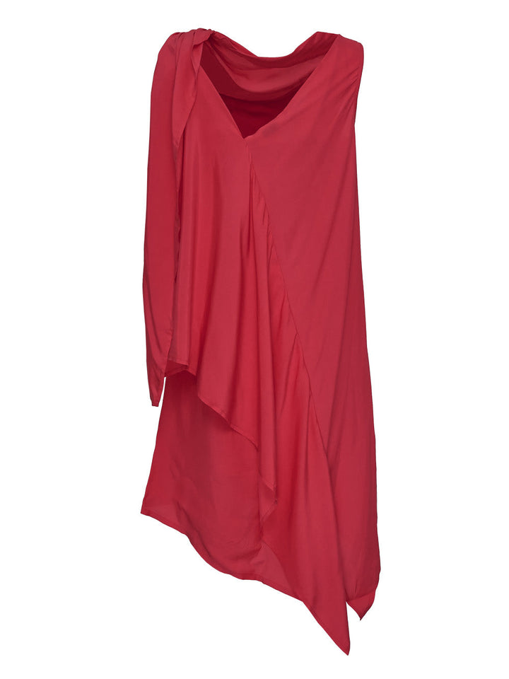 Silky Viscose Tencel Drape-Neck Dress