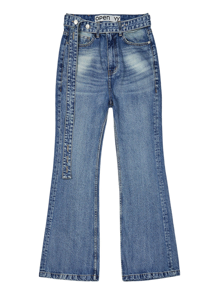 Belted Loose Bootcut Jean