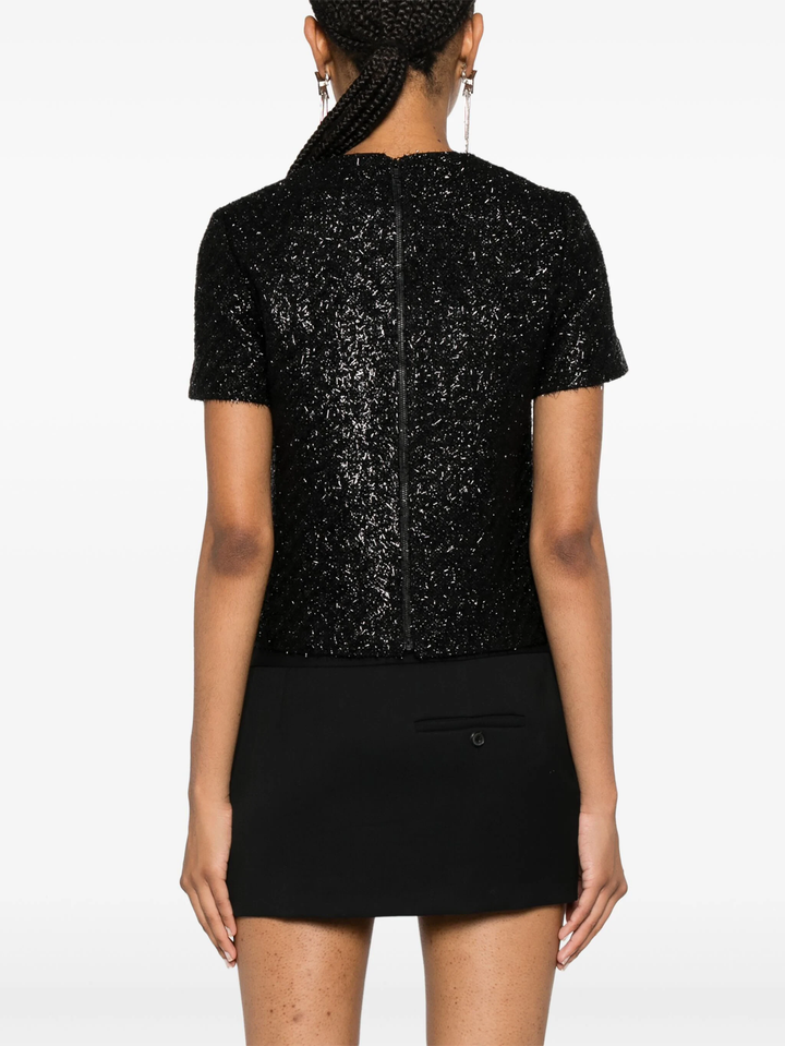 Black Tinsel Boucle Top