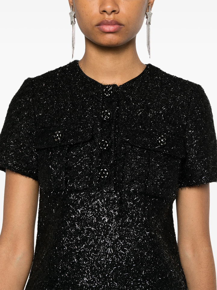 Black Tinsel Boucle Top