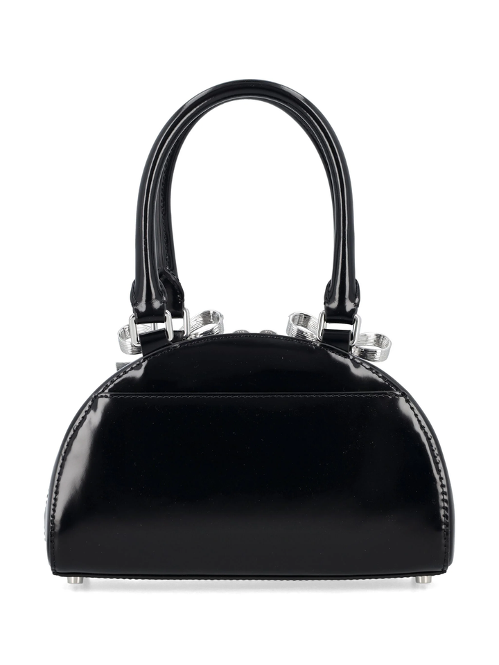 Black Leather Curved Mini Tote