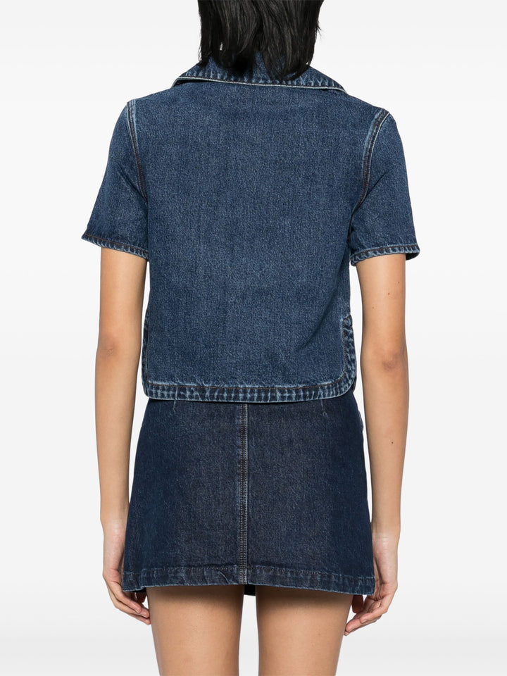 Bow Trim Denim Top