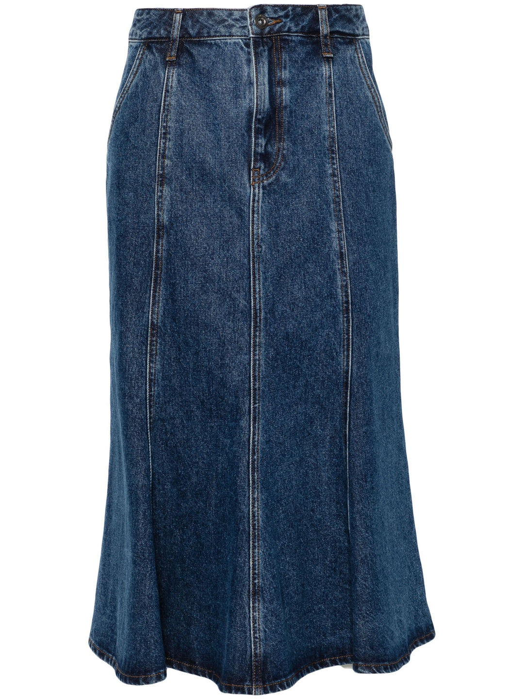 Flared Denim Midi Skirt