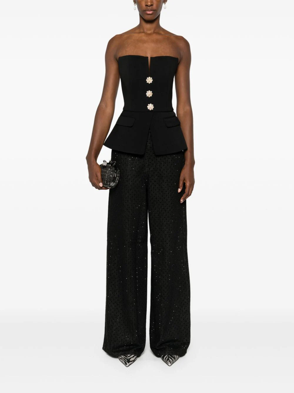 Black Crepe Bandeau Top