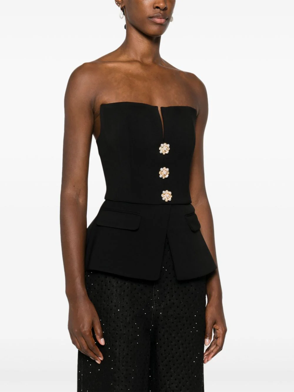 Black Crepe Bandeau Top