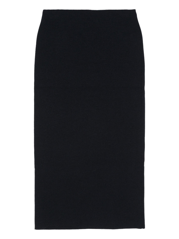 Navy Embellished Knit Midi Skirt