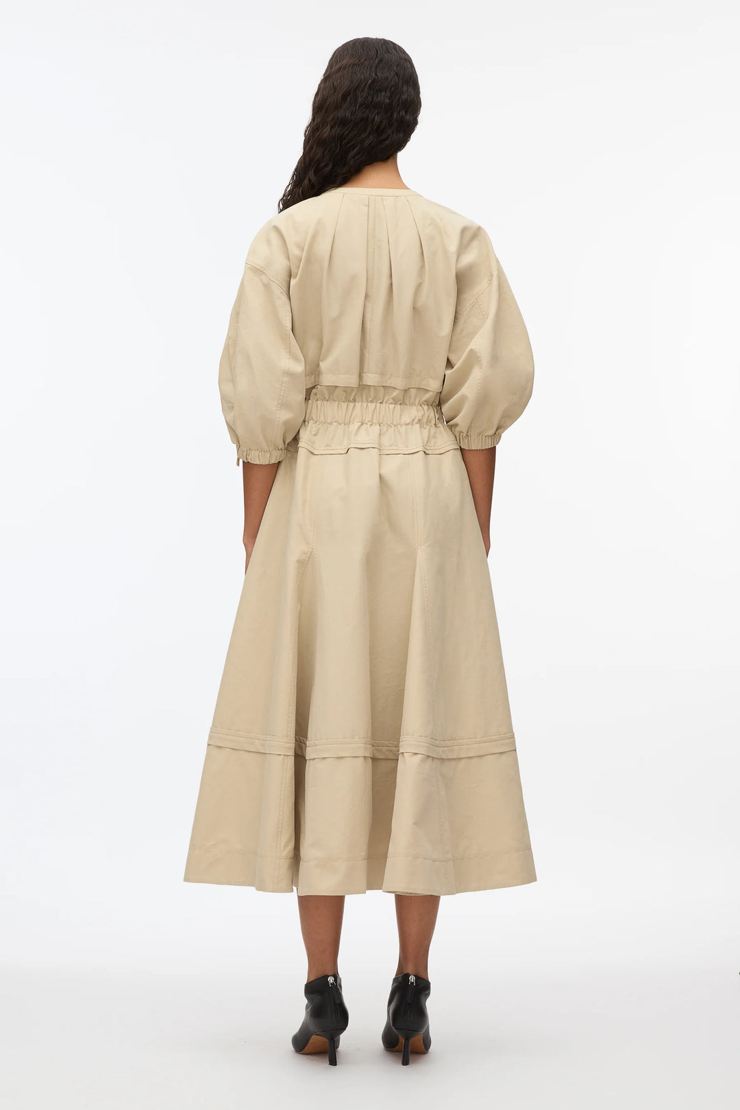 Cinched Sleeve V-Neck Dress