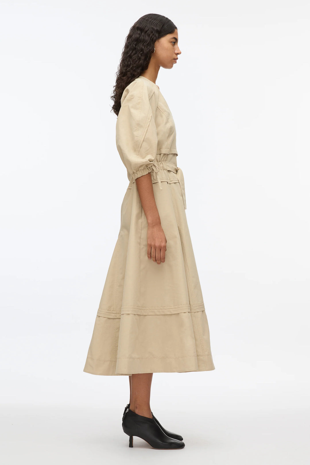 Cinched Sleeve V-Neck Dress