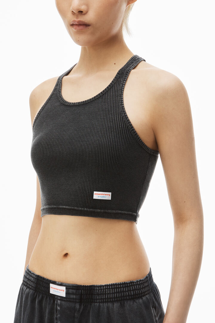 Cropped Racer Tank In Ribbed Cotton