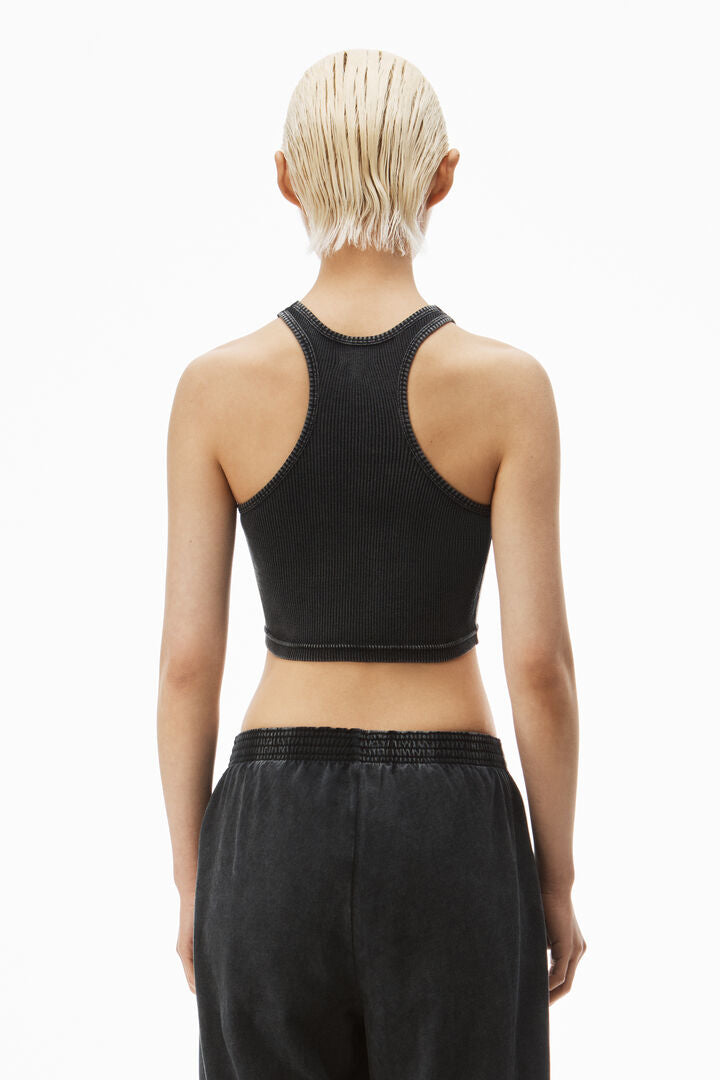 Cropped Racer Tank In Ribbed Cotton