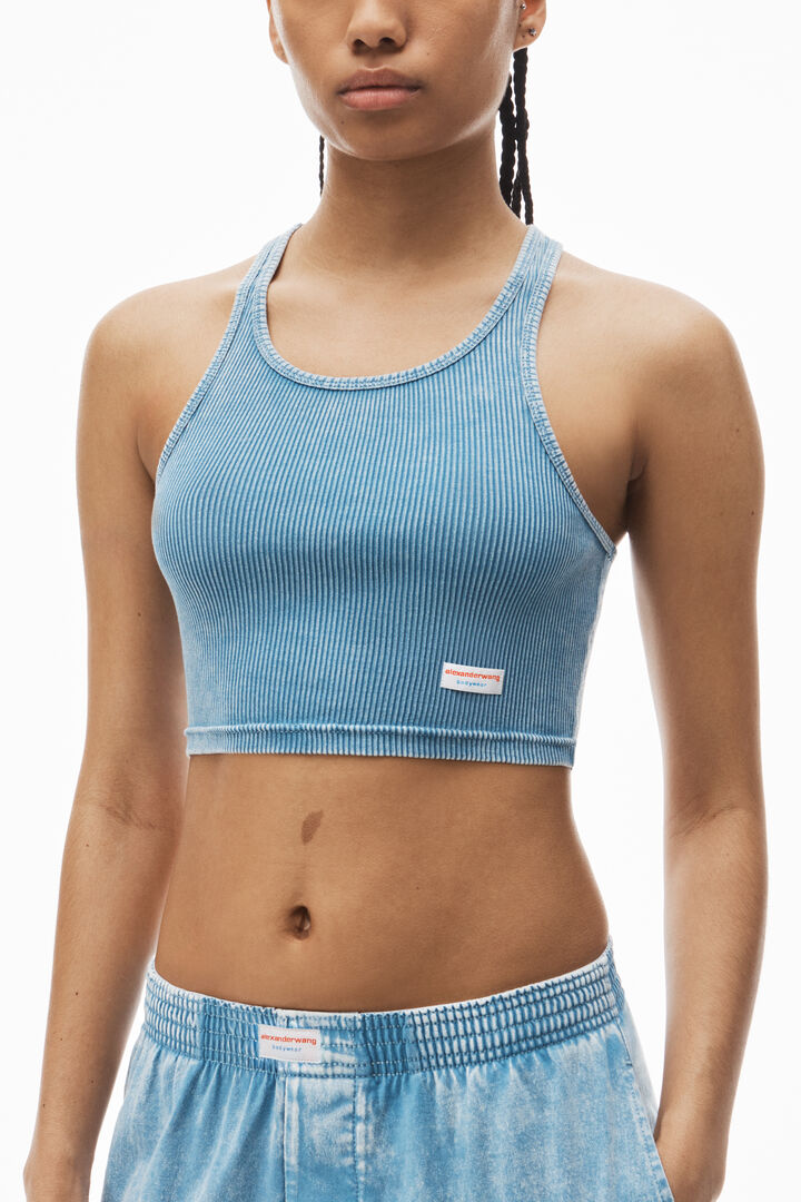 Cropped Racer Tank In Ribbed Cotton