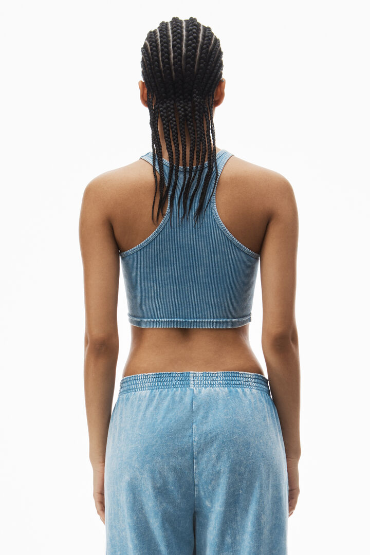 Cropped Racer Tank In Ribbed Cotton