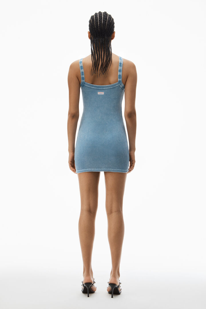 Minidress In Waffle-Knit Cotton Stretch