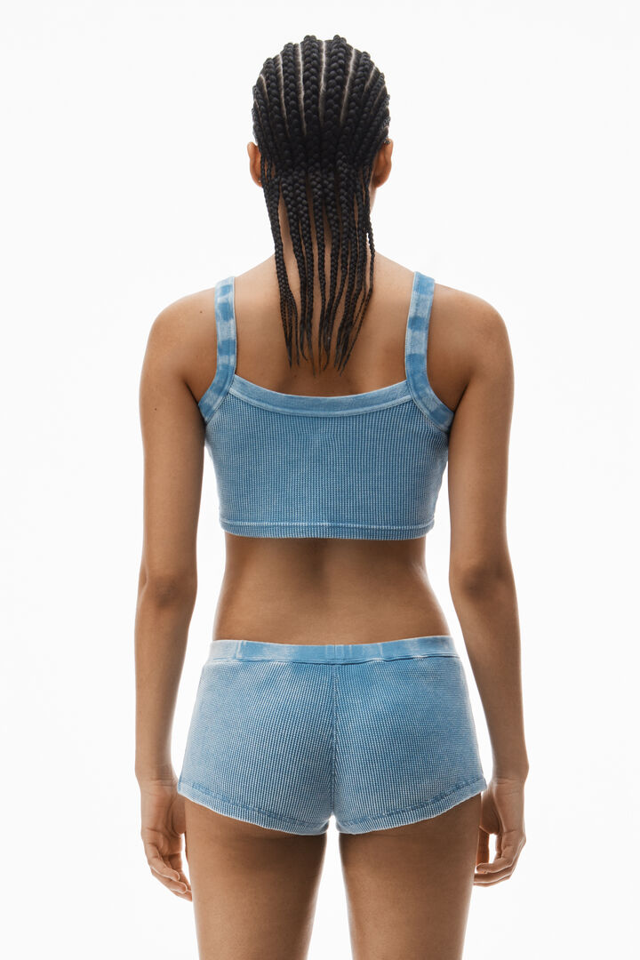 Cropped Camisole In Waffle-Knit Cotton Stretch