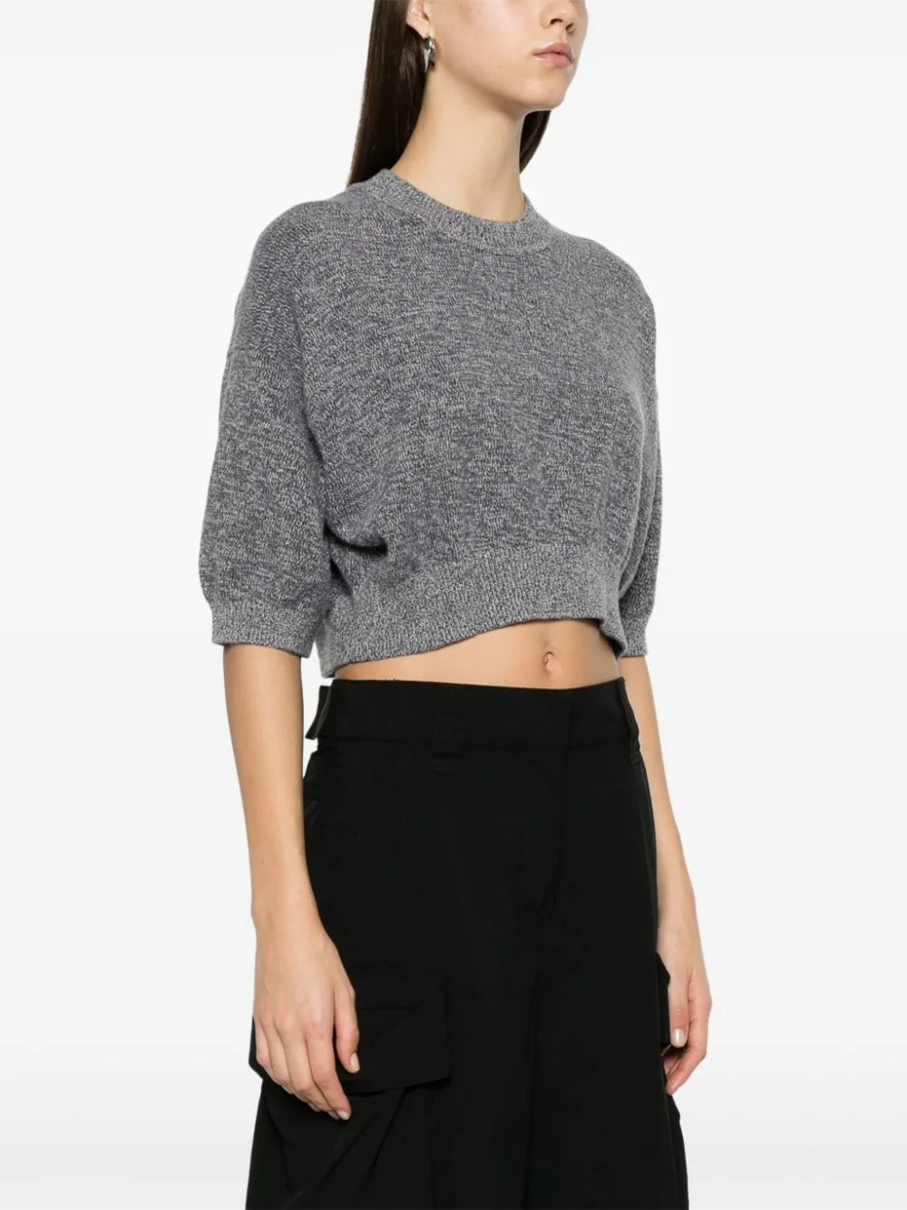 Logo-Embossed High-Frequency Cropped Tee
