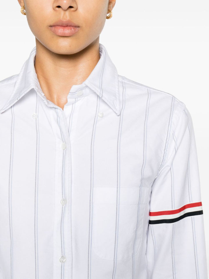 Stripe Oxford Armband Cropped Shirt Women