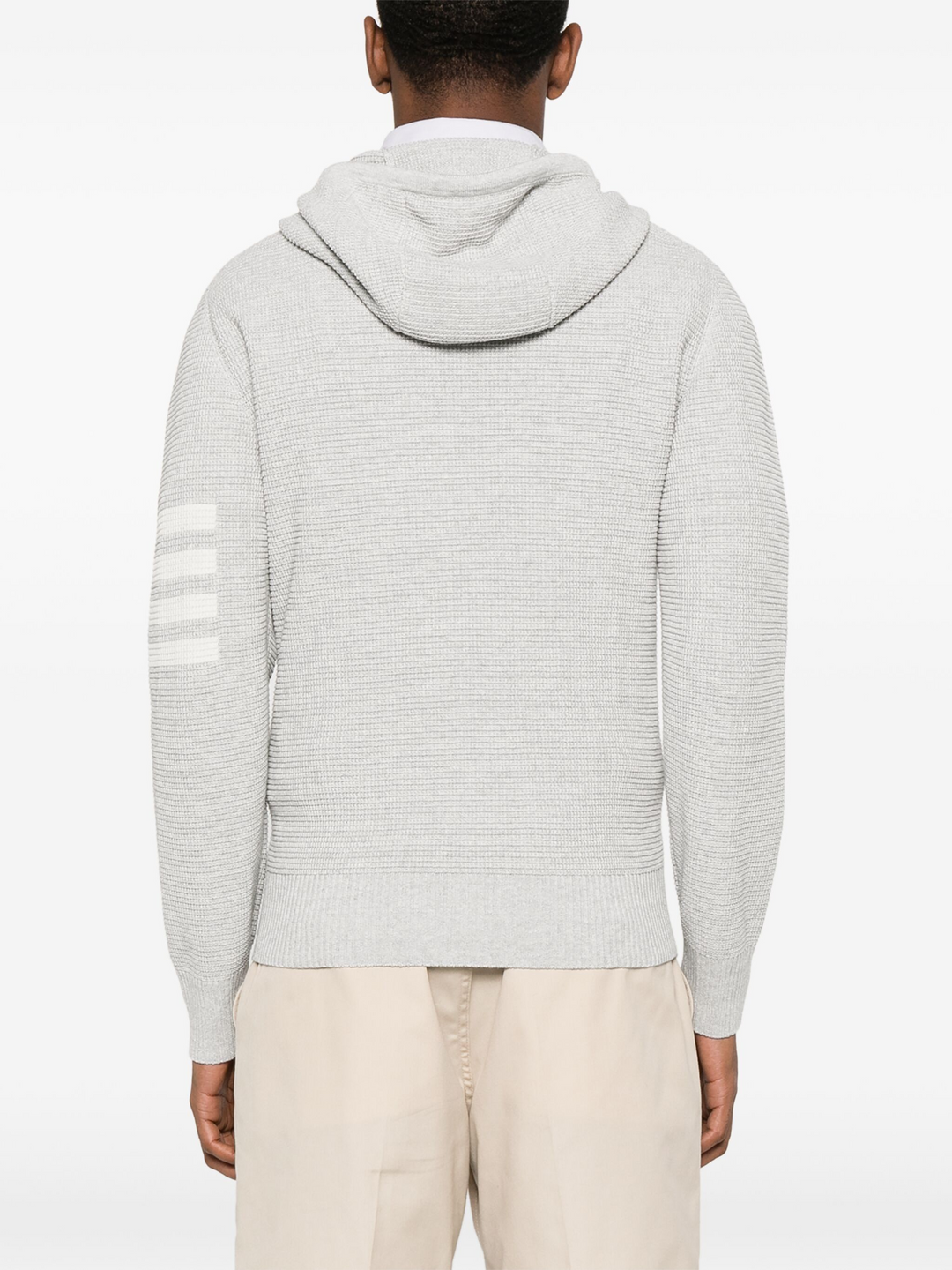 Linen Cotton 4-Bar Relaxed Fit Zip Up Hoodie Men