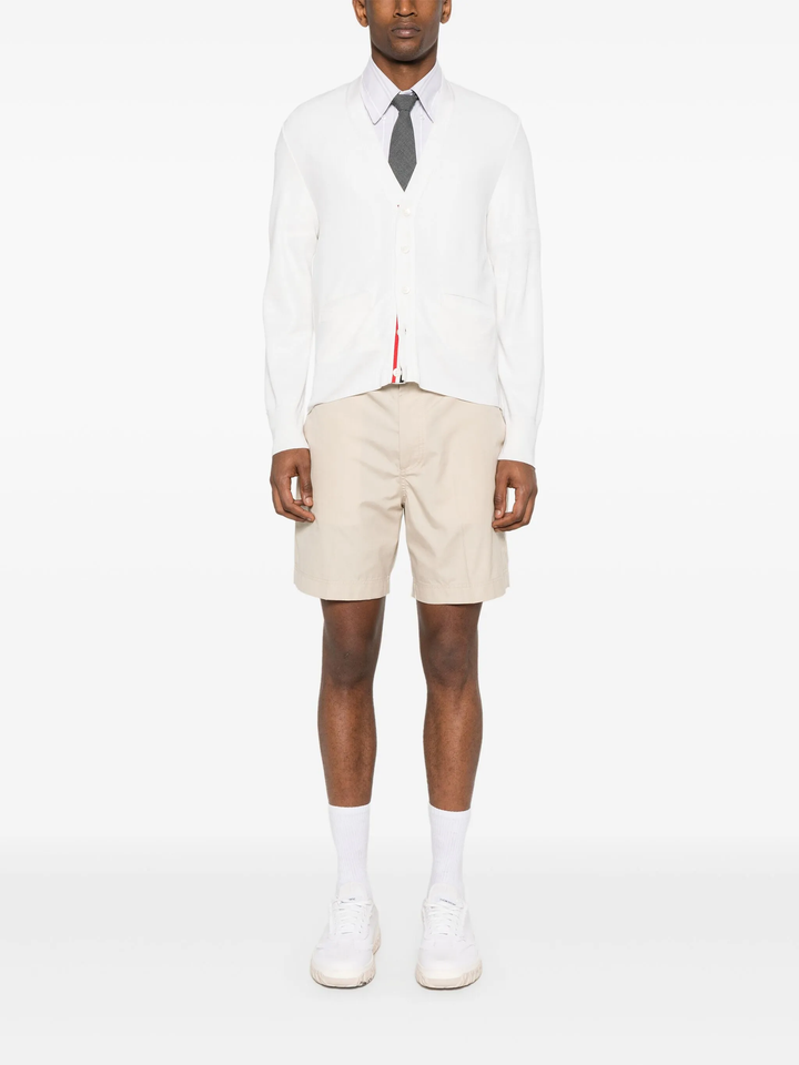 Silk Pique 4-Bar V Neck Cardigan