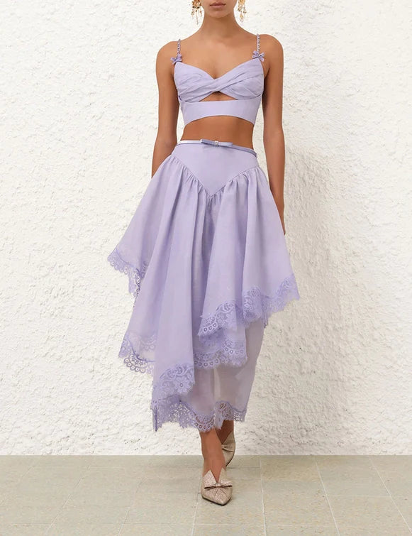 Crush Lace Trim Skirt