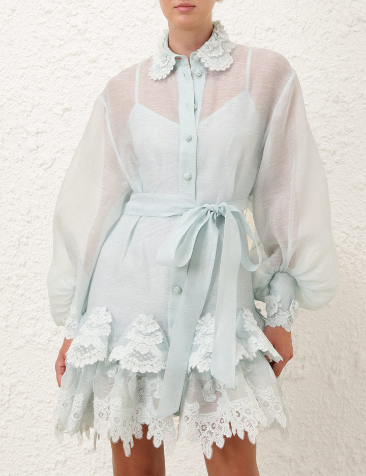 Crush Tiered Lace Shirt Dress