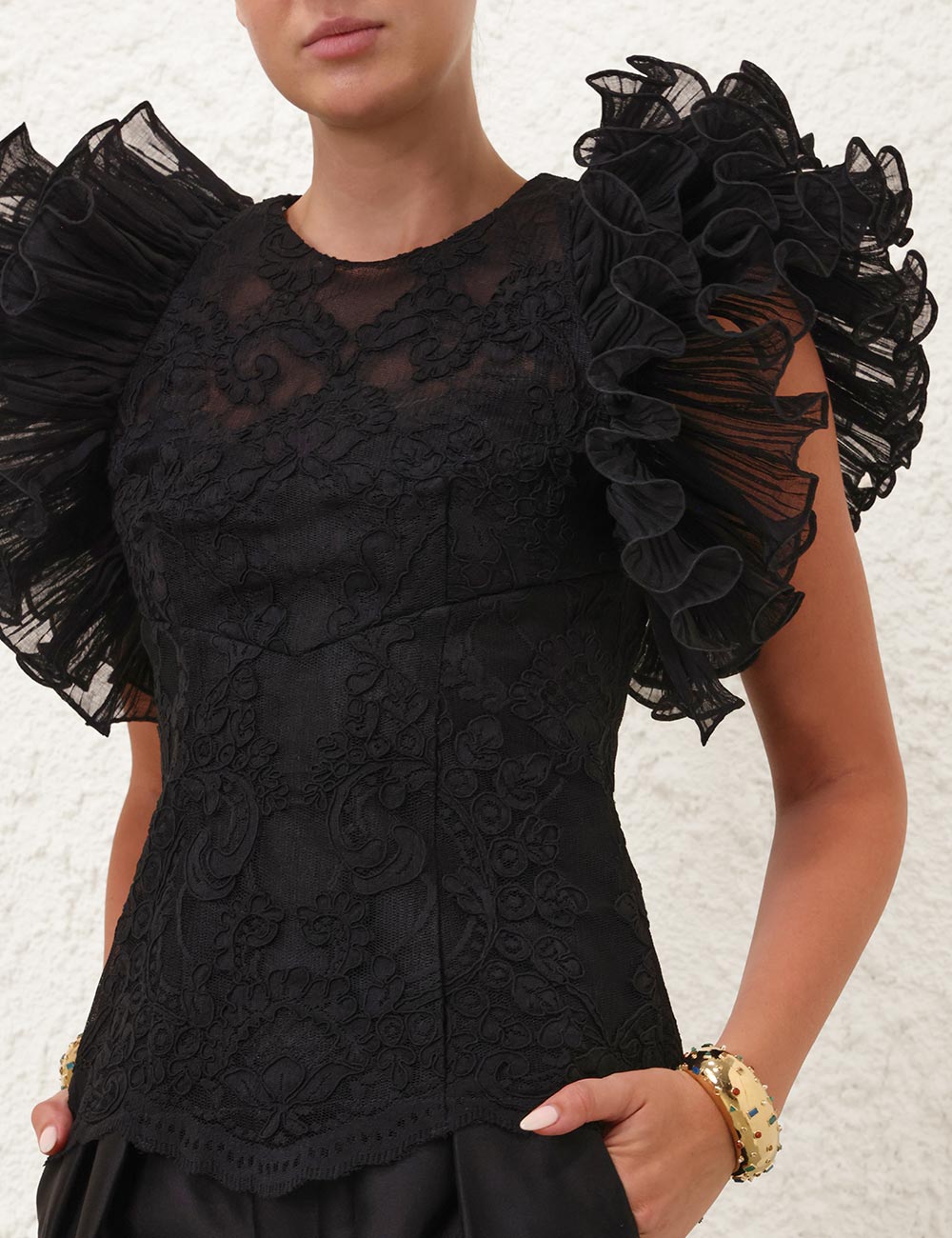 Crush Lace Frill Bodice