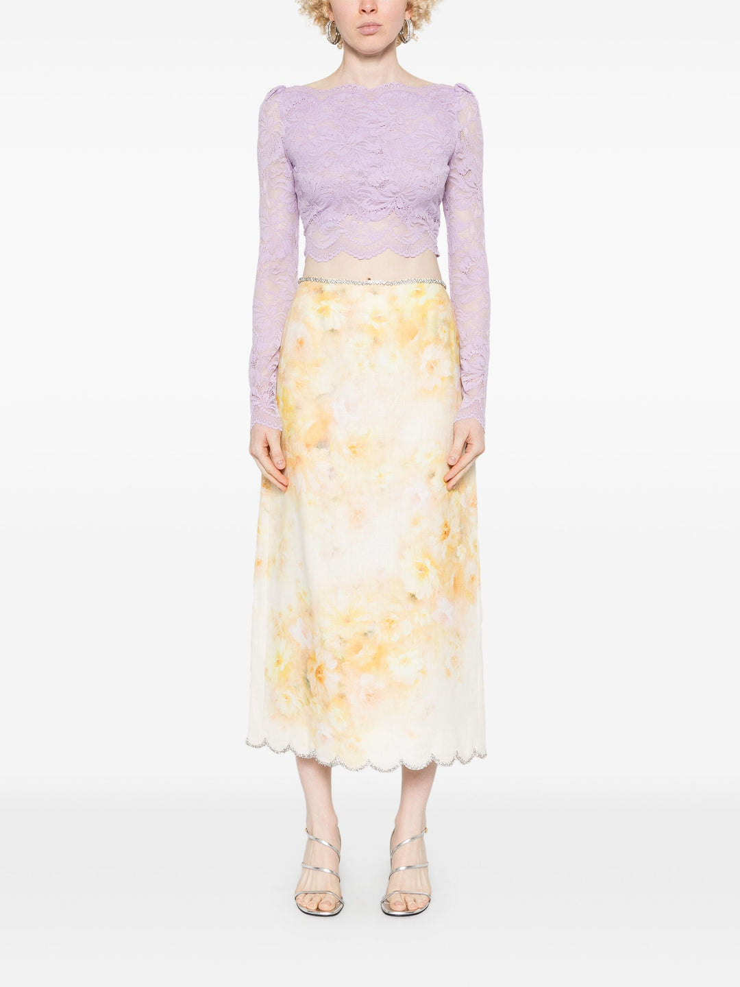 Crush Scalloped Midi Skirt
