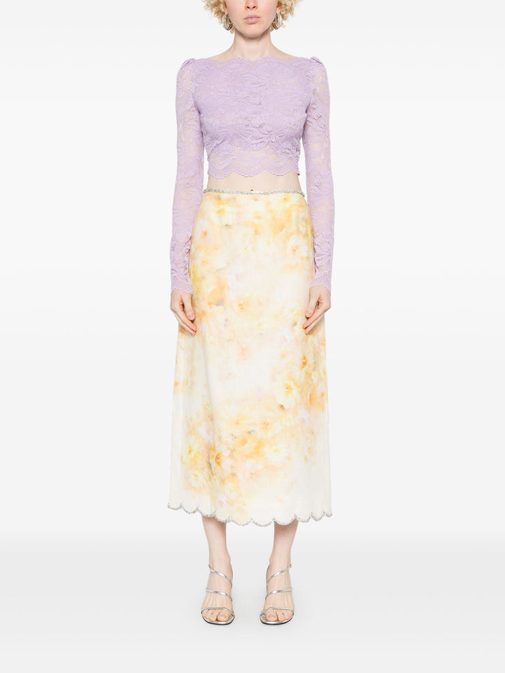 Crush Scalloped Midi Skirt
