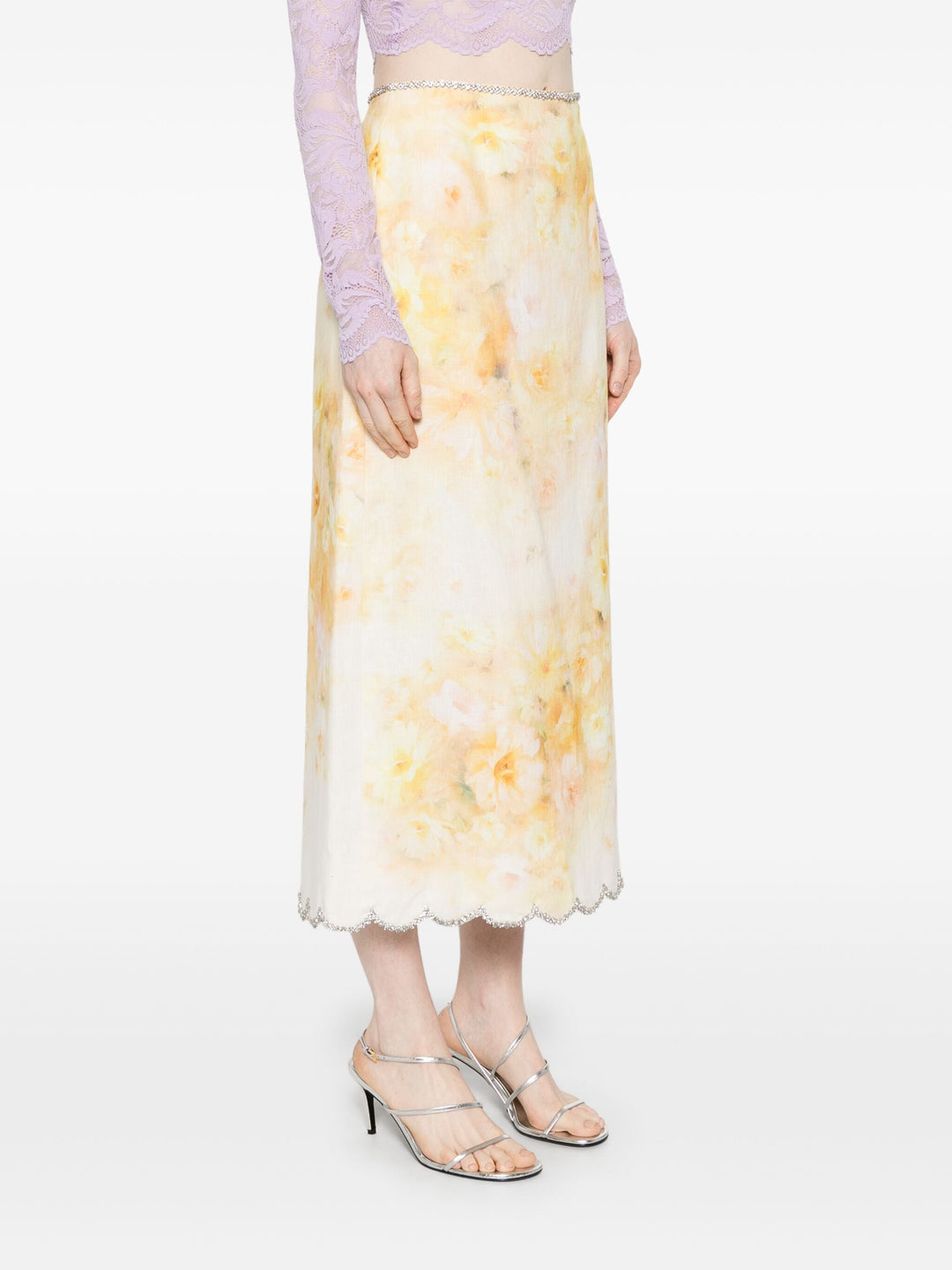 Crush Scalloped Midi Skirt