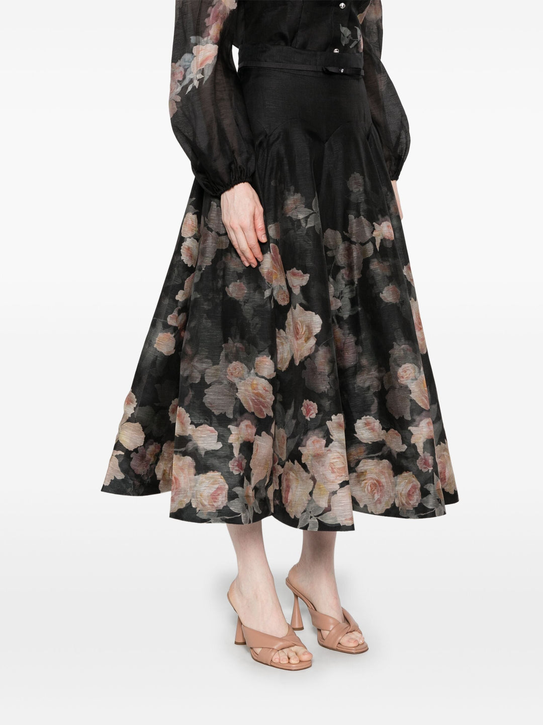 Crush Flared Midi Skirt