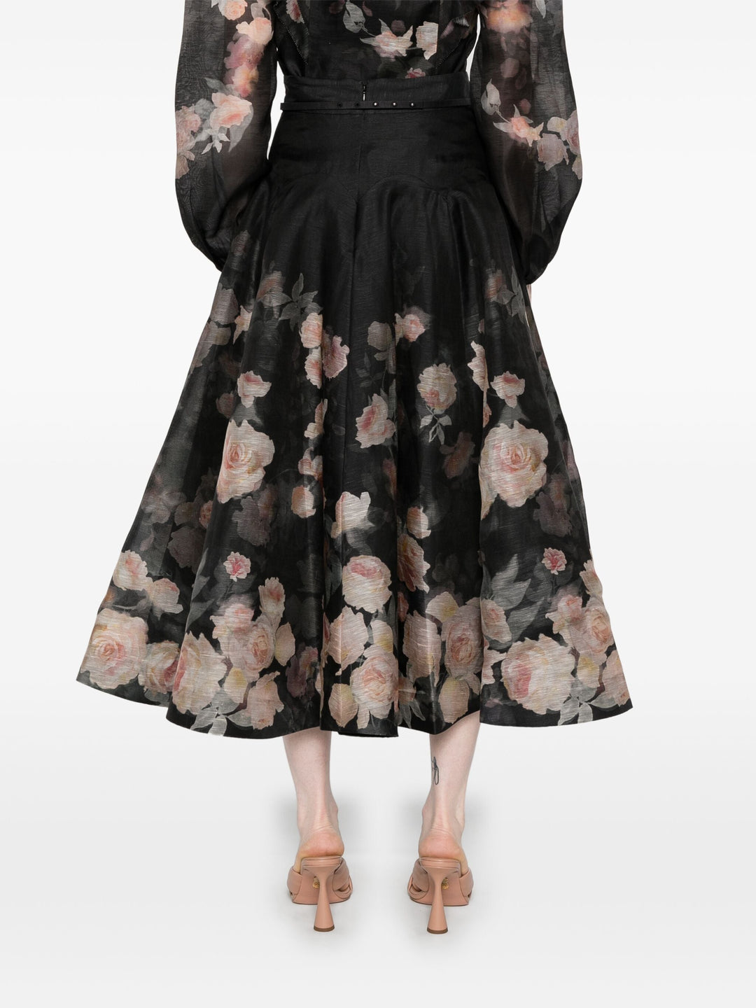 Crush Flared Midi Skirt