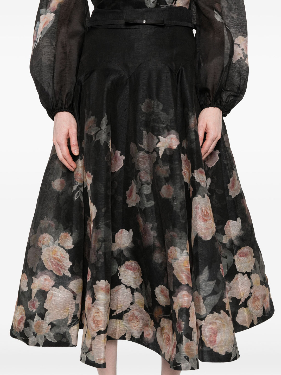 Crush Flared Midi Skirt