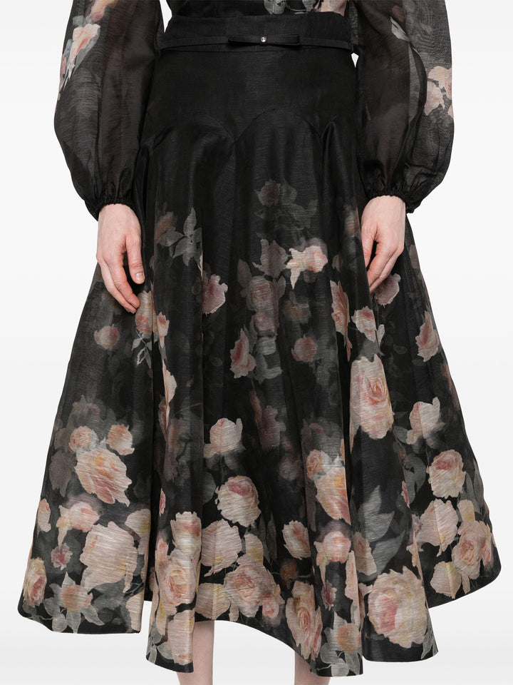 Crush Flared Midi Skirt