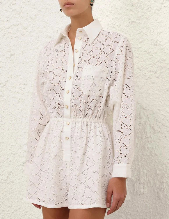 Crush Embroidered Playsuit